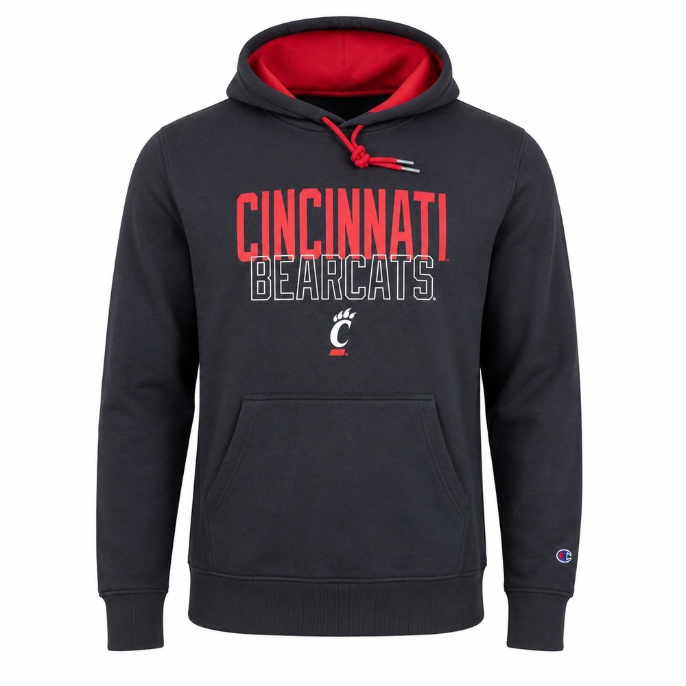 Champion Cincinnati Bearcats Mens Black Red Pullover Hoodie Medium NEW college